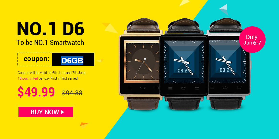 No.1 D6 smartwatch cu 1 GB RAM 3G si Android 5.1 Arena IT