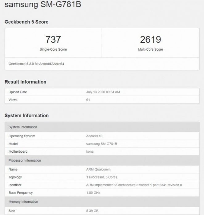 Samsung Galaxy S20 Lite/ Fan Edition apare în benchmark-uri